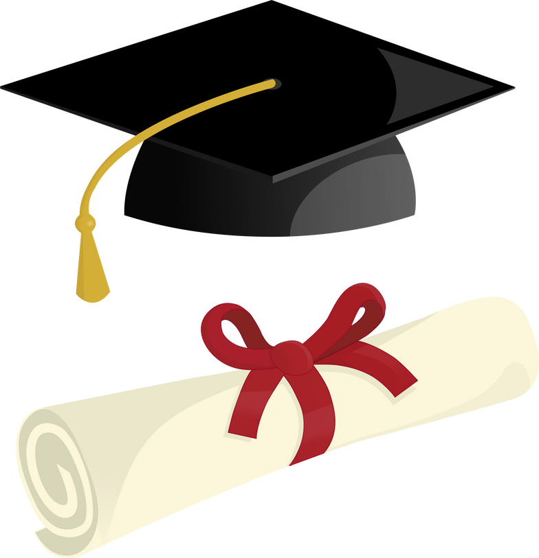 graduation hat with diploma